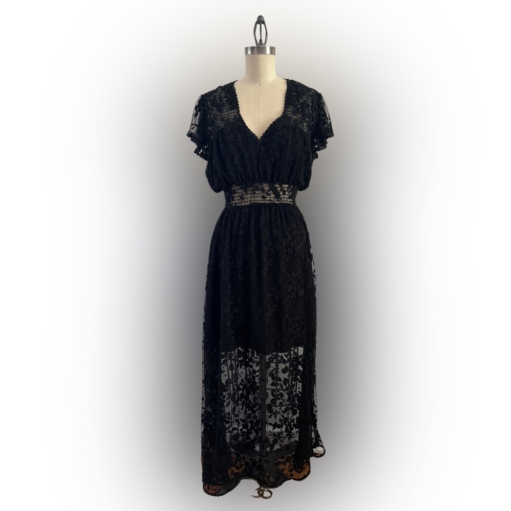 The Kooples Black Floral Lace Maxi Dress